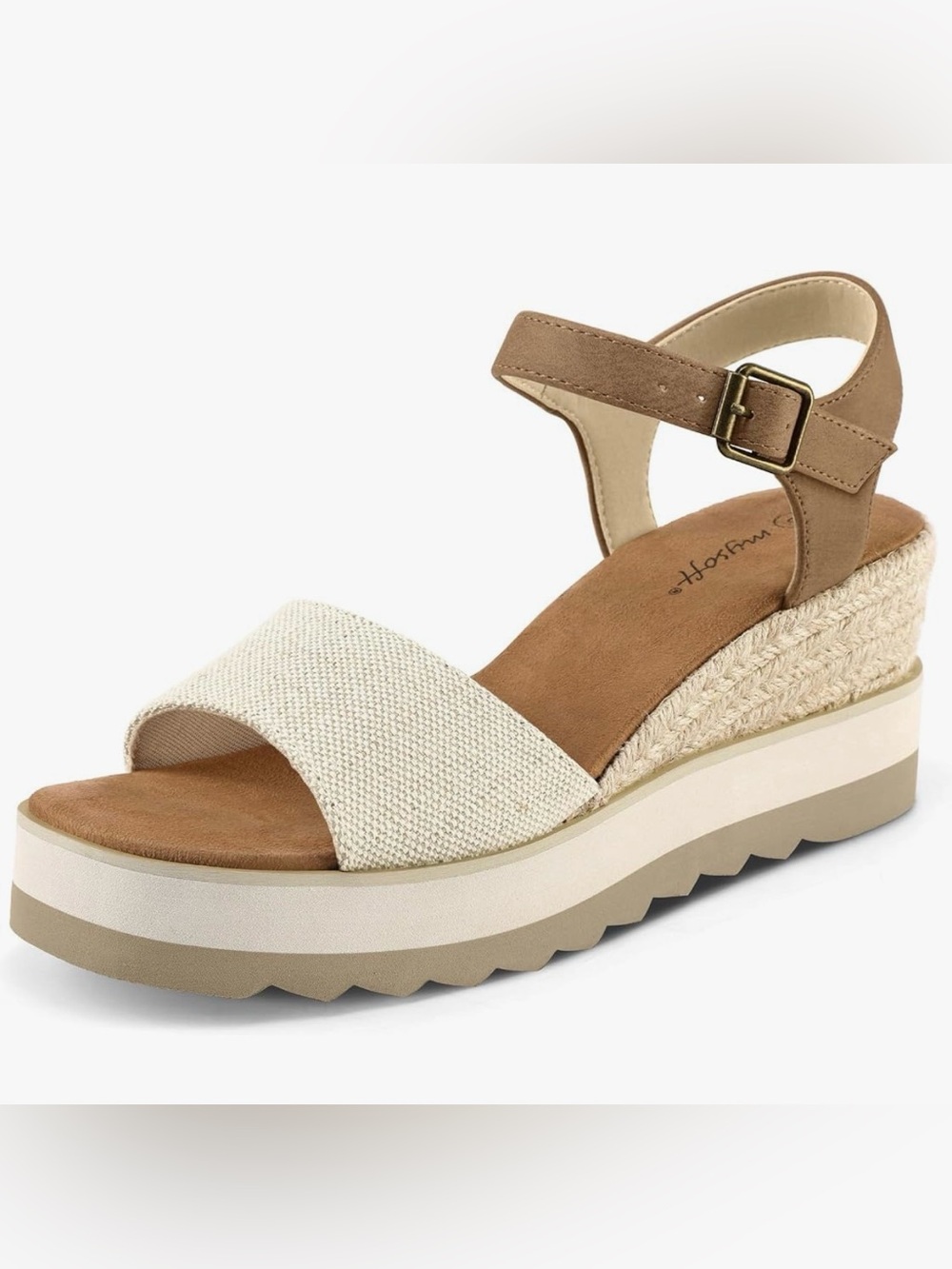 Espadrille Platform Sandal in Cream and Tan